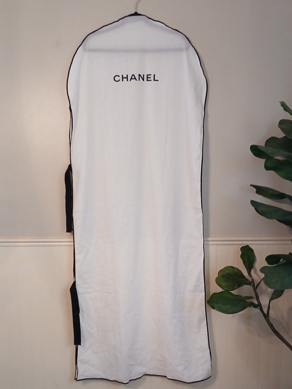 CHANEL White And Black Garment Bag Storage And Protection Garment Cover